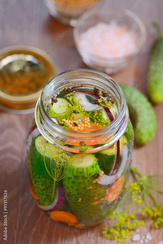 Pickled cucumbers, homemade preserved Pickled cucumbers, homemade preserved