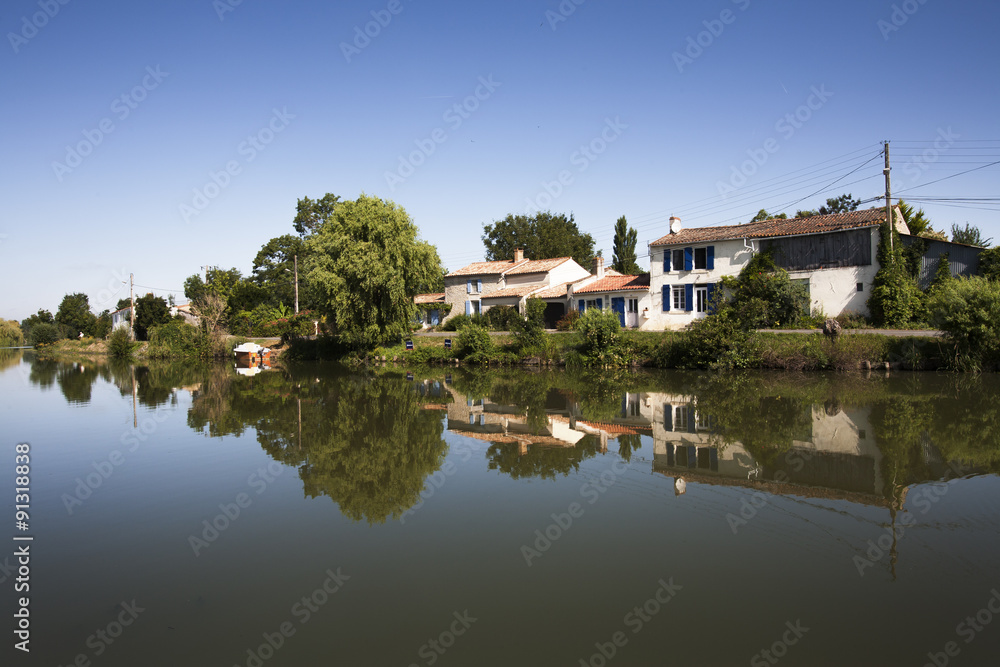 Picturesque French houses near the water