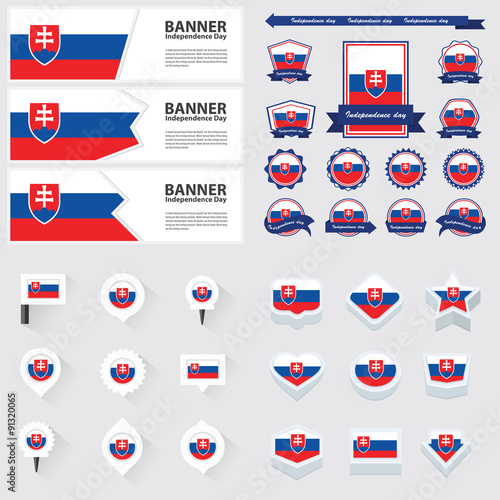 Slovakia independence day, infographic, and label Set.