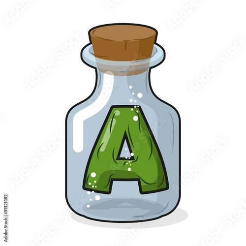 A letter in bottle for experiments. Letter in vessel. Laboratory