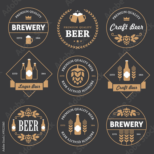 Beer emblems on black background