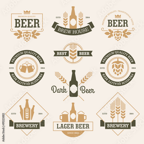 Beer emblems on light background