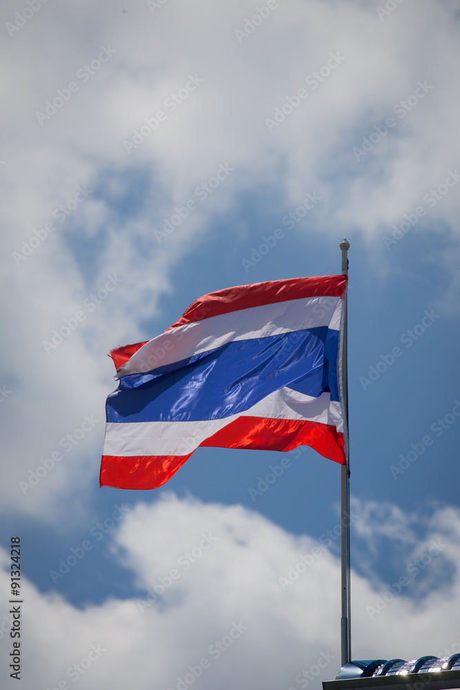 Fototapeta premium Thai flag waving on the sky 