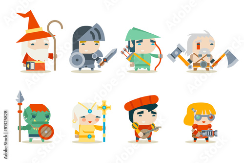 Fantasy RPG Game Character Icons Set Vector Illustration photo