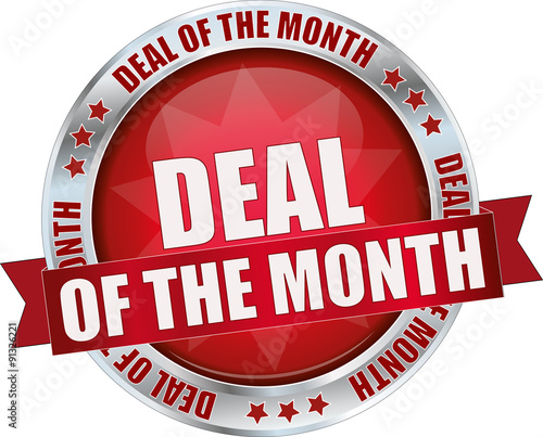 modern red deal of the month sign