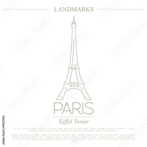 World landmarks. Paris. France. Eiffel tower. Graphic template.