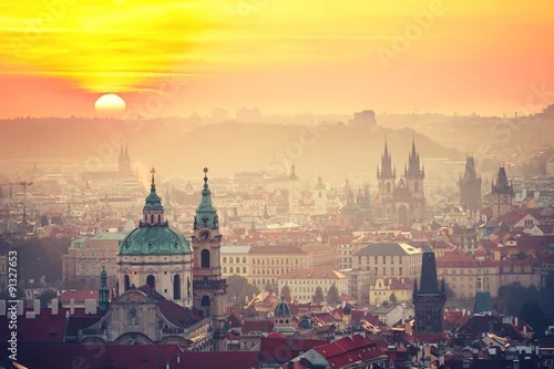 Obraz Praga o wschodzie słońca