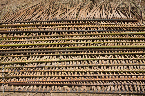 roofing mats palm branches,Nusa Penida, Prov. Bali. Indonesia