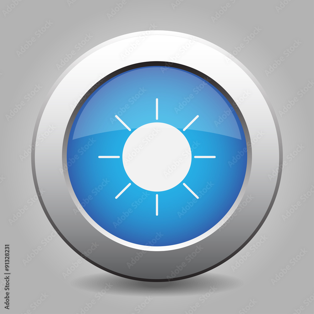 blue metal button with weather - sunny blue metal button with weather - sunny