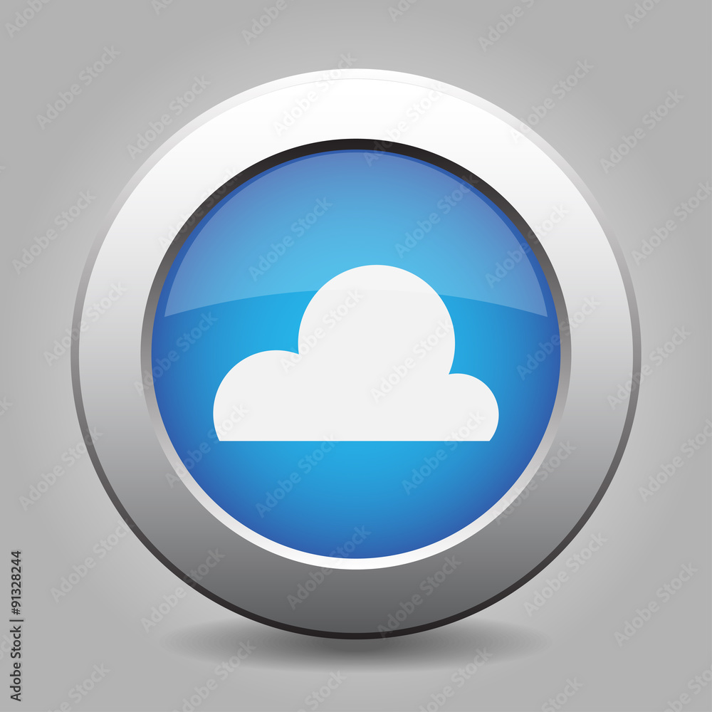 blue metal button with weather - cloudy blue metal button with weather - cloudy