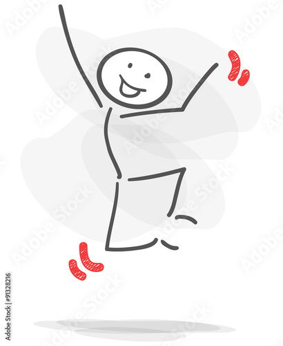stickman jumping happy red