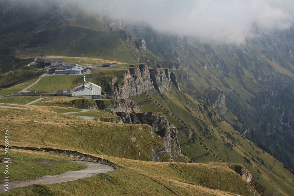 Fototapeta premium Summit station of the Mannlichen cable car, Wengen
