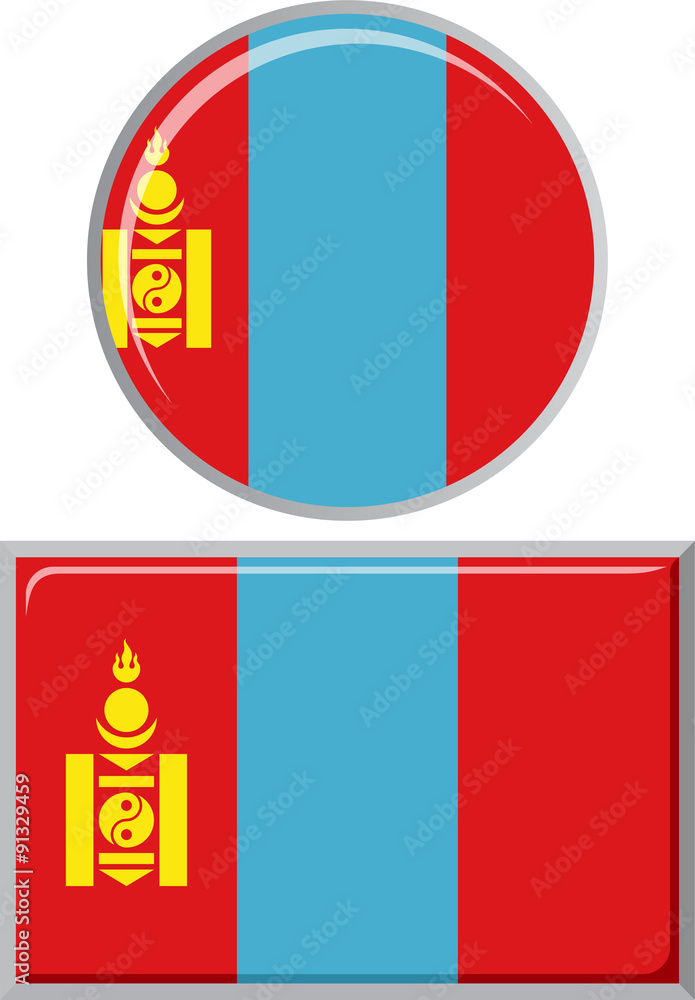 Mongolian round and square icon flag. Vector illustration. Mongolian round and square icon flag. Vector illustration.
