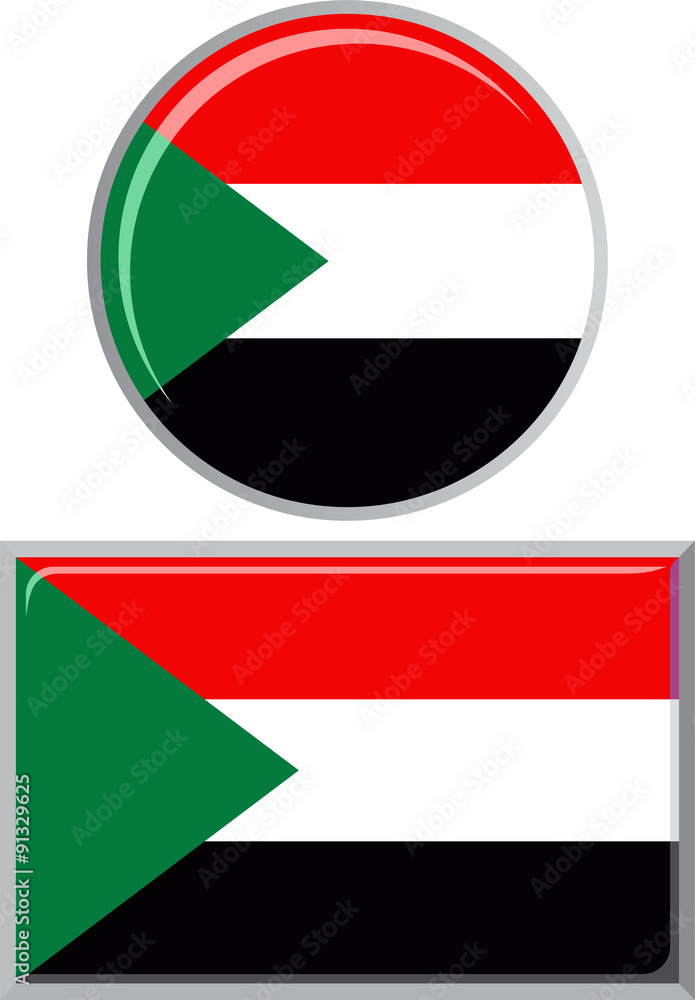 Sudanese round and square icon flag. Vector illustration. Sudanese round and square icon flag. Vector illustration.