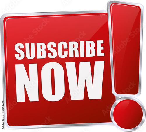 modern red subscribe now 3D vector icon