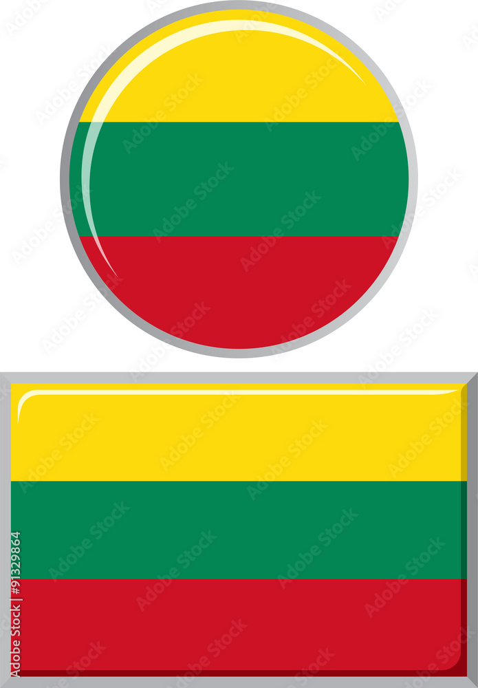 Lithuanian round and square icon flag. Vector illustration. Lithuanian round and square icon flag. Vector illustration.