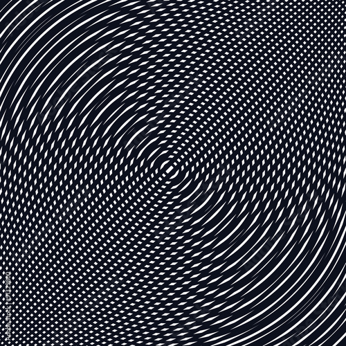 Optical background with monochrome geometric lines. Moire patter