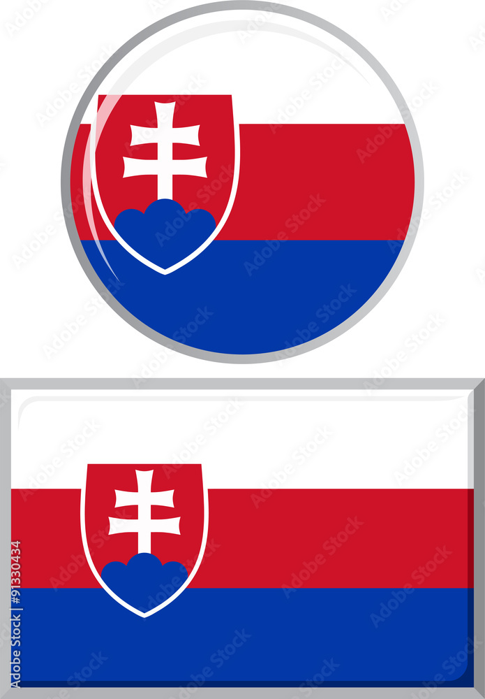 Slovakia round and square icon flag. Vector illustration.