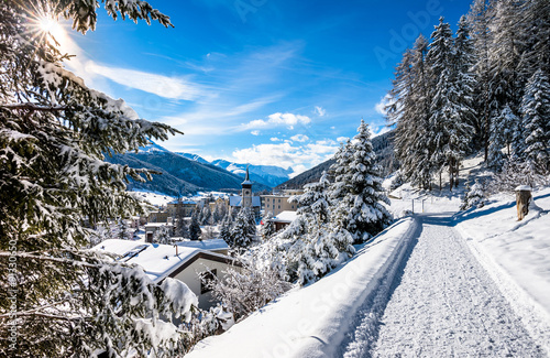 Panorama hiking pass above Davos, Switzerland. photo