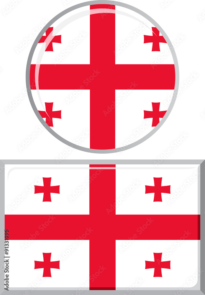 Georgian round and square icon flag. Vector illustration.