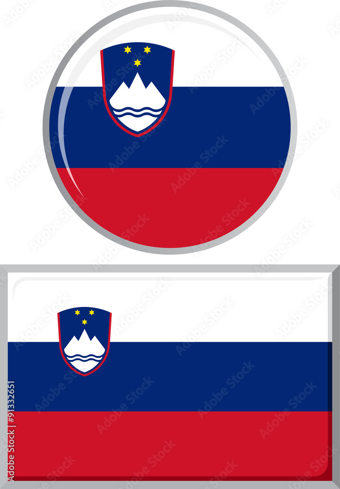 Slovenian round and square icon flag. Vector illustration.