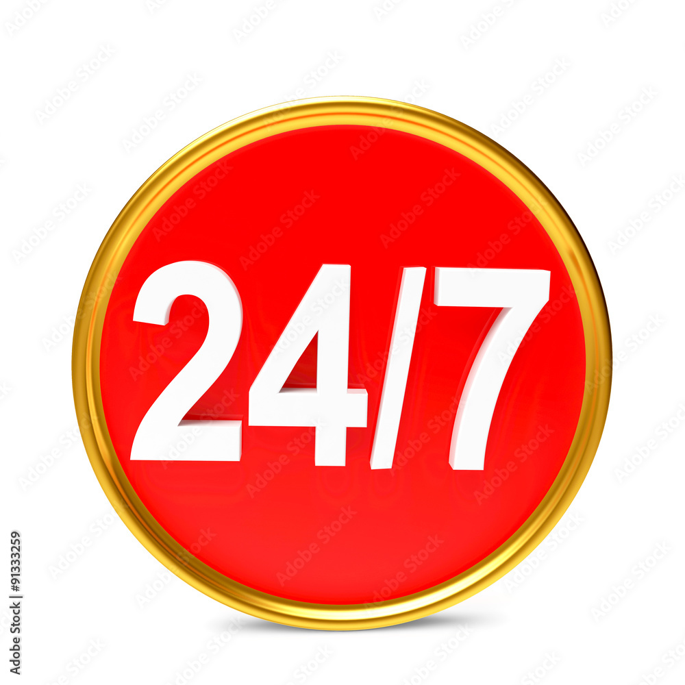 24/7 service button isolated on white background 24/7 service button isolated on white background
