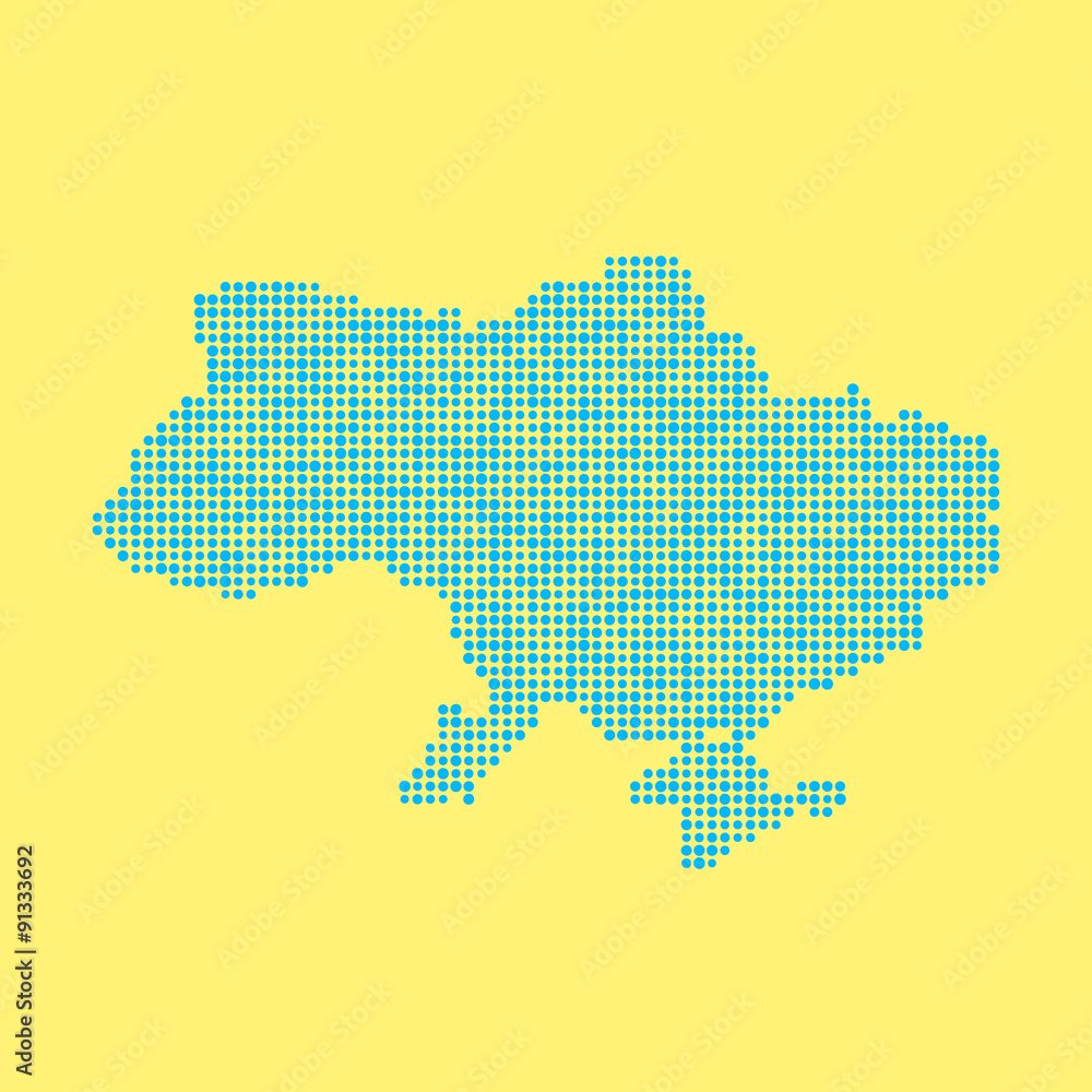 blue ukrainian map from dots