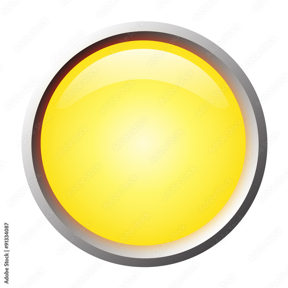 Yellow isolated vector, glossy web button. Beautiful internet button.Empty on white background.