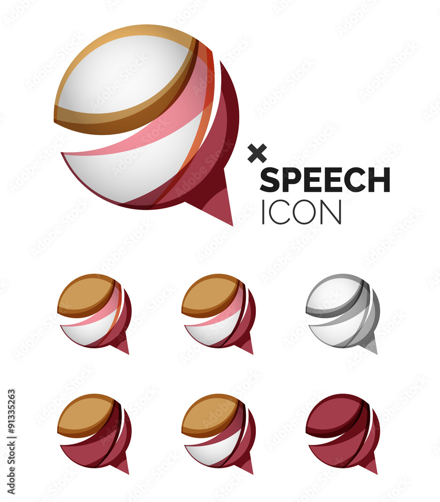 Fototapeta premium Set of abstract speech bubble and cloud icons, business logotype