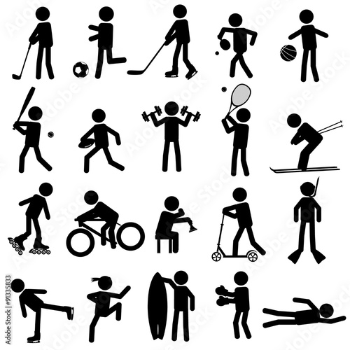 sport silhouettes black simple icons set eps10