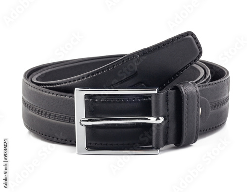Fotografie Men black belt isolated on white