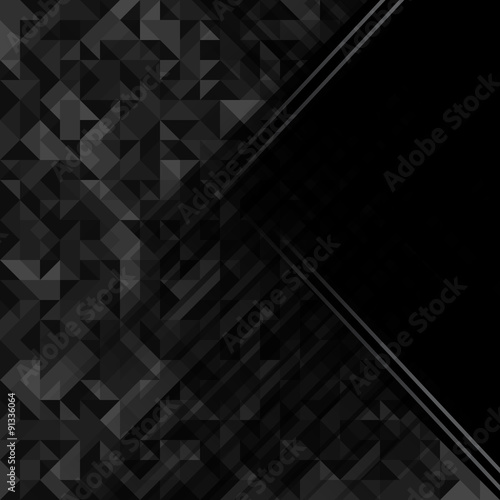 Abstract geometric polygonal background. Black futuristic vector background with copy space.