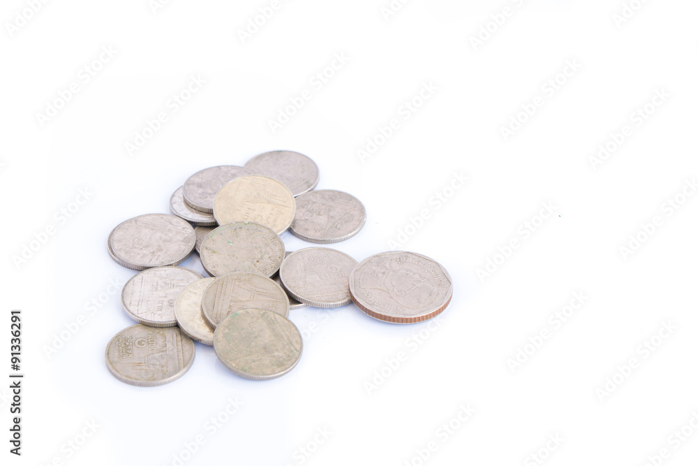 Thailand coins on a white background. Thailand coins on a white background.