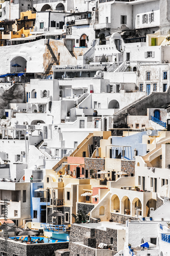 Fototapeta premium Santorini Fira steep perspective