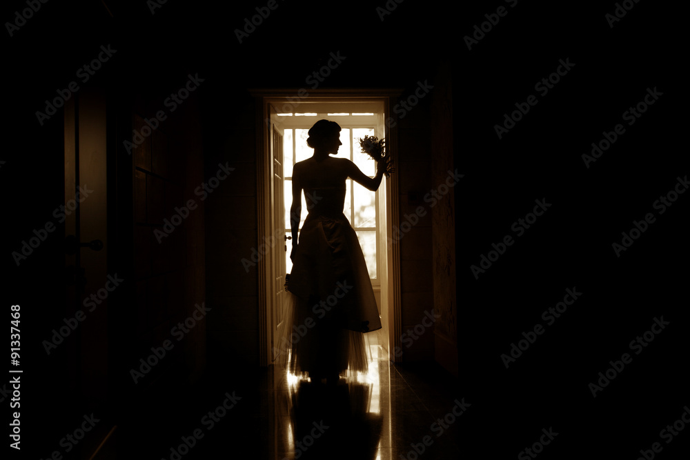 Silhouette of a bride