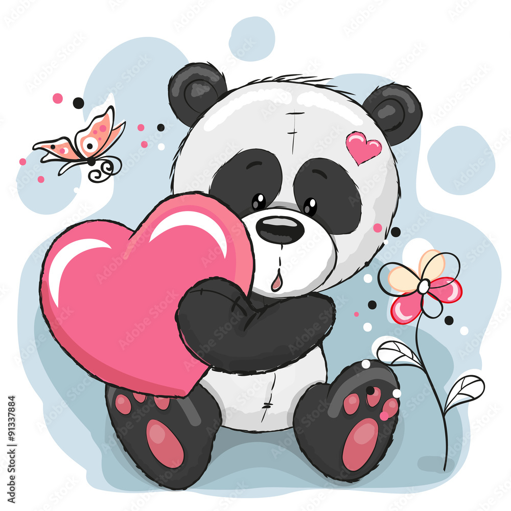 Naklejka premium Panda with heart