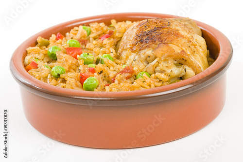 Arroz Con Pollo - Chicken and rice cooked with sofrito and beer.
 photo
