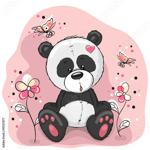 Fototapeta Naklejka Na Ścianę i Meble -  Panda with flowers