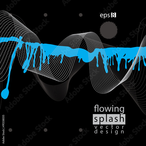 Modern vector inky wallpaper, eps8 flowing lines, ephemeral blob