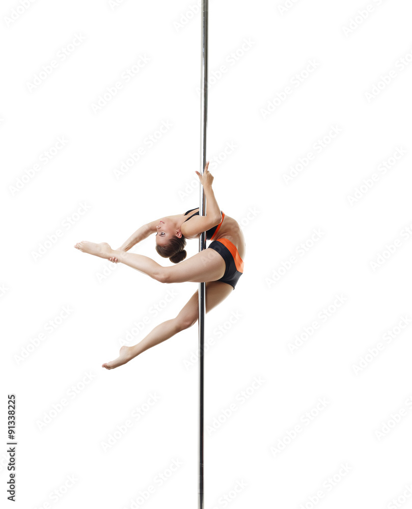 Image of flexible dancer spinning on pylon Image of flexible dancer spinning on pylon