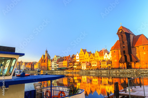Polish Old Town Gdansk as Christmas time winter holidays