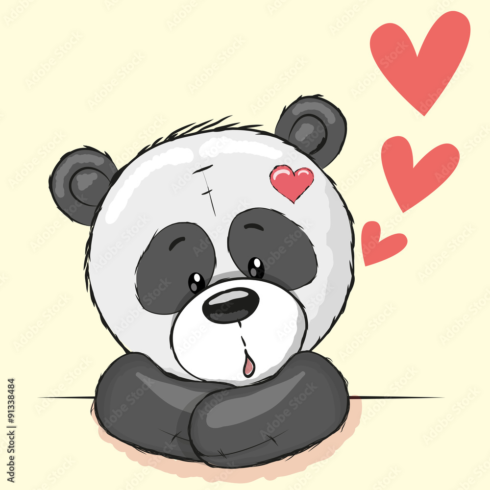 Obraz premium Panda and hearts