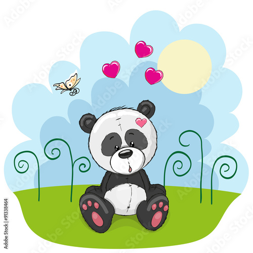 Fototapeta Naklejka Na Ścianę i Meble -  Panda with flowers