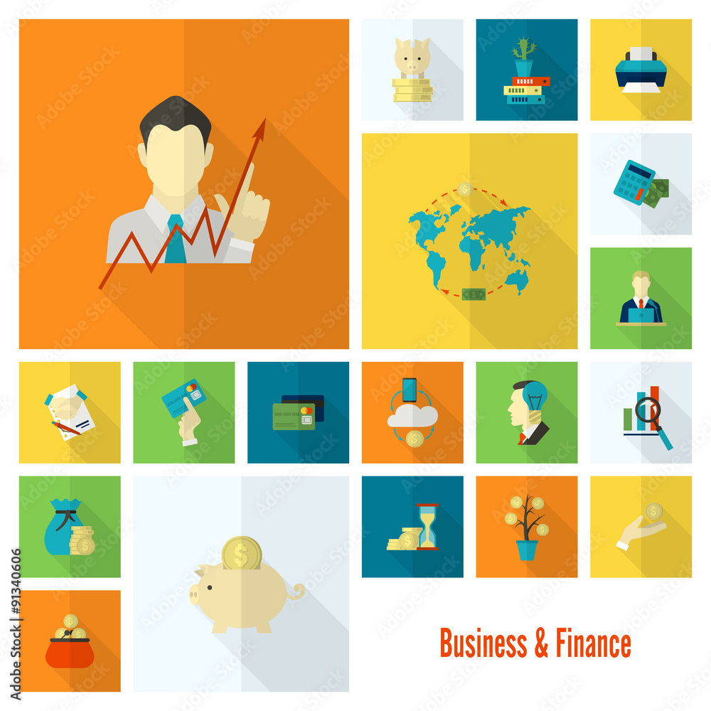 Fototapeta premium Business and Finance Icon Set