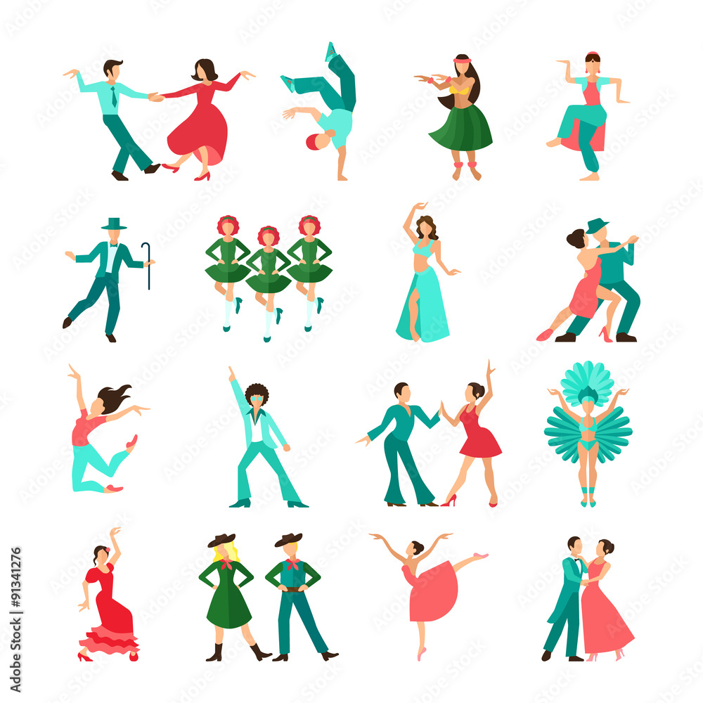 Various style dancing man icons