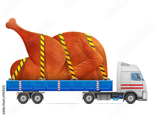 Road transportation of roast thanksgiving whole turkey, chicken