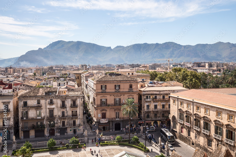 Obraz premium Palermo City in Sicily, Italy. Cathedral on a hot september day. Sacral Medieval Architecture