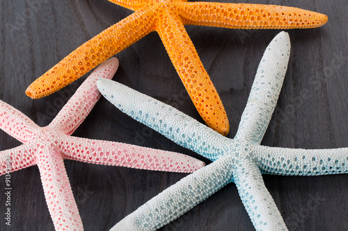 starfish on rustic wooden boards