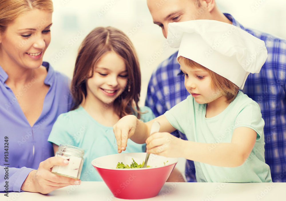 happy family with two kids eating at home happy family with two kids eating at home