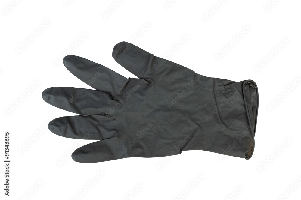 Black Surgical Latex Glove. Stock Image macro. foto de Stock Adobe Stock